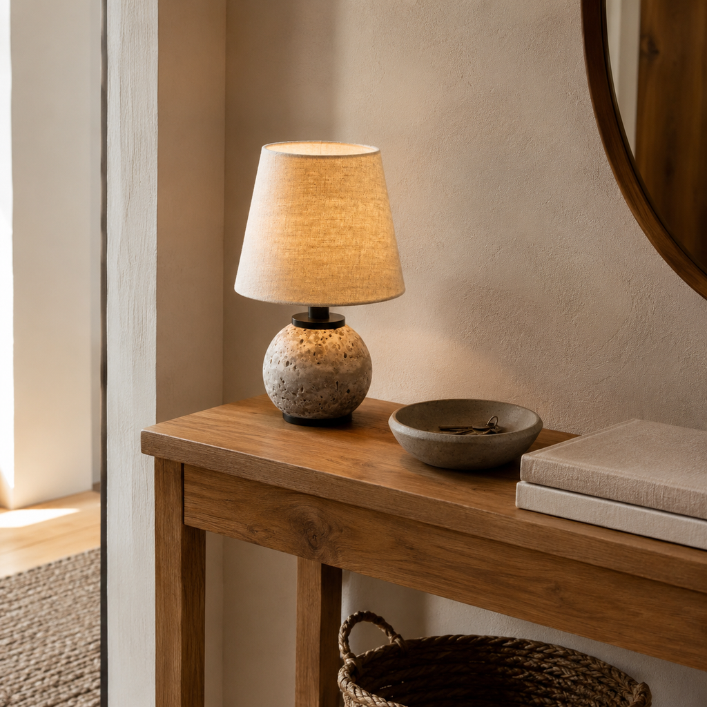 Minimalist Travertine Sphere Table Lamp
