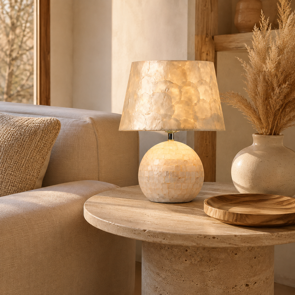 Modern Pearlescent Capiz Table Lamp