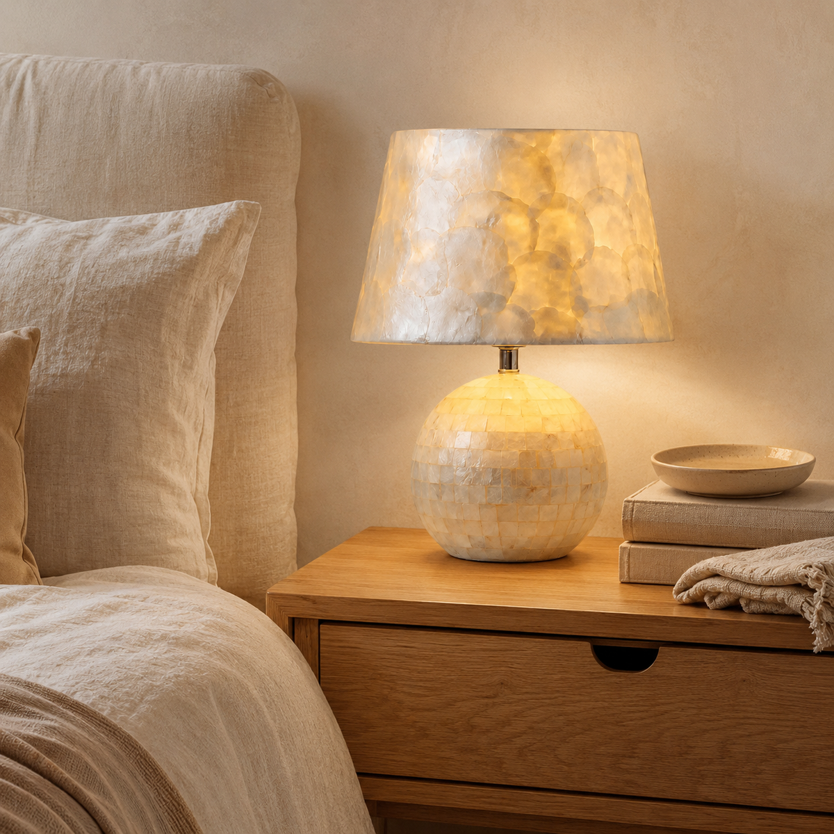 Modern Pearlescent Capiz Table Lamp