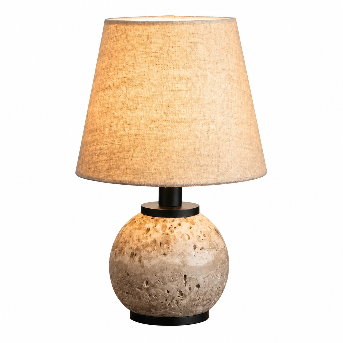 Minimalist Travertine Sphere Table Lamp