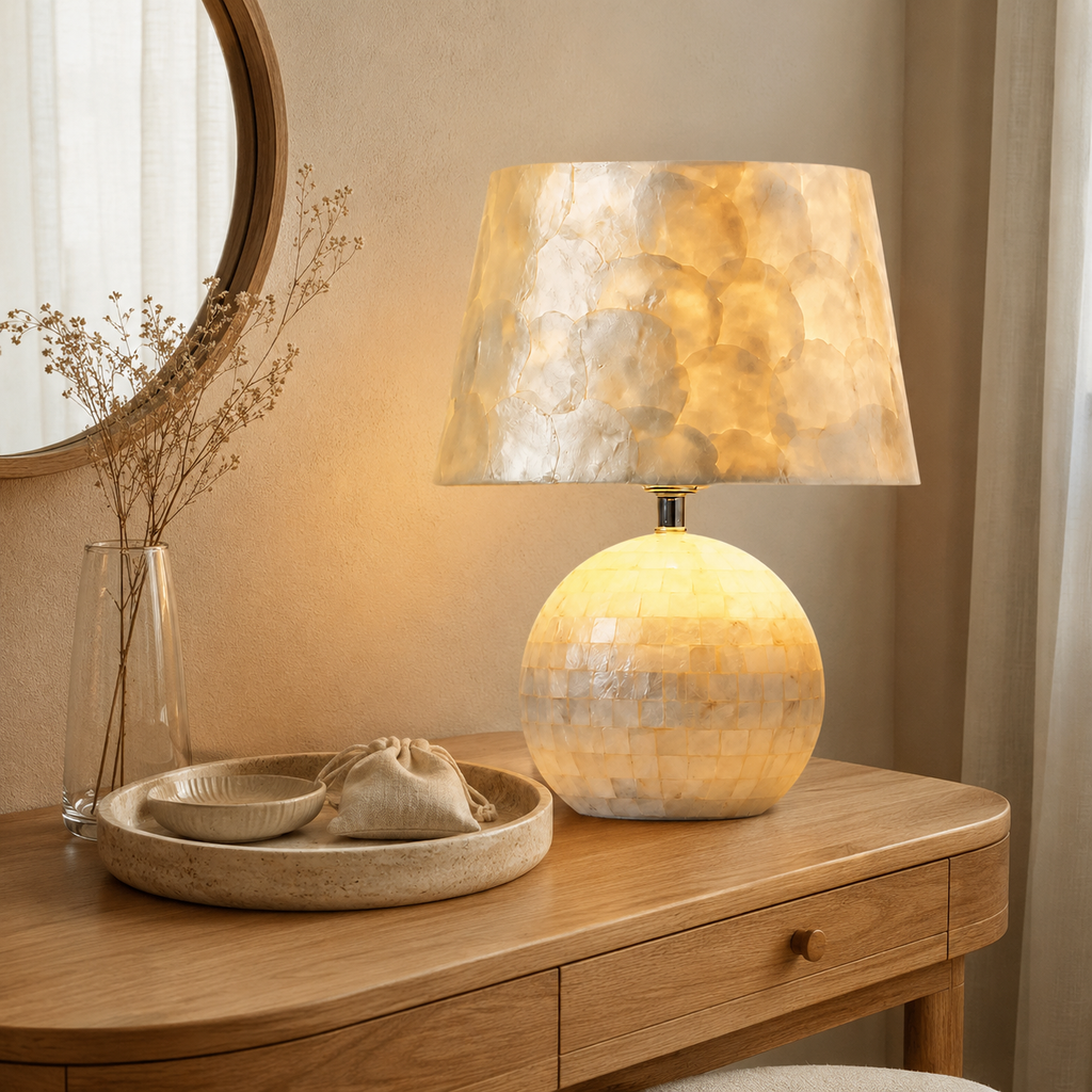 Modern Pearlescent Capiz Table Lamp
