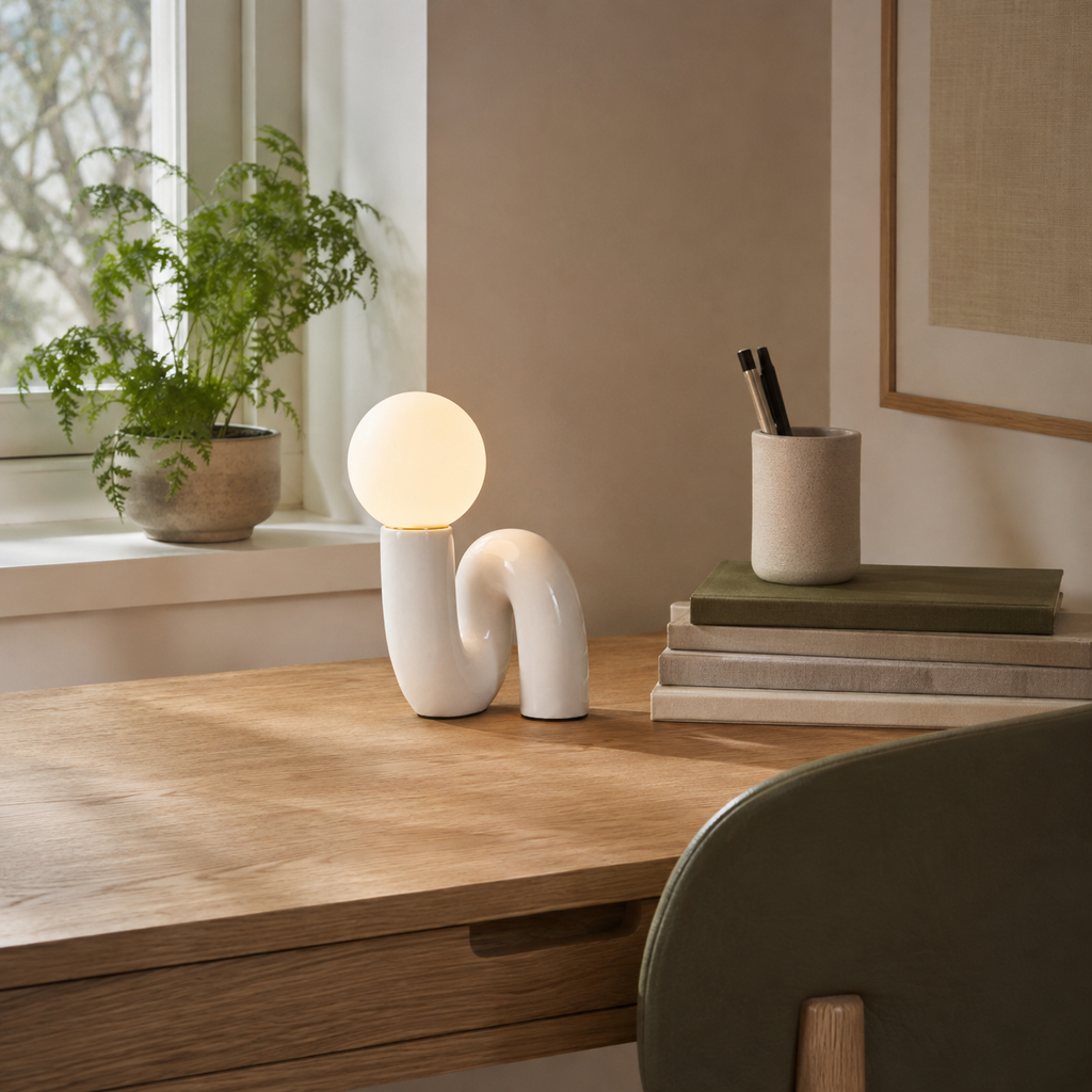 Curved Dimmable Glass Table Lamp