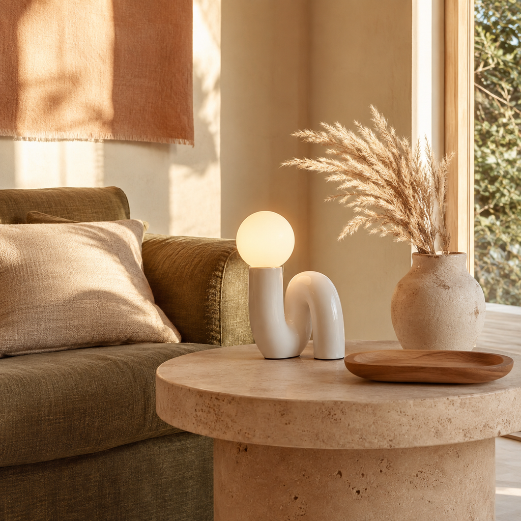 Curved Dimmable Glass Table Lamp