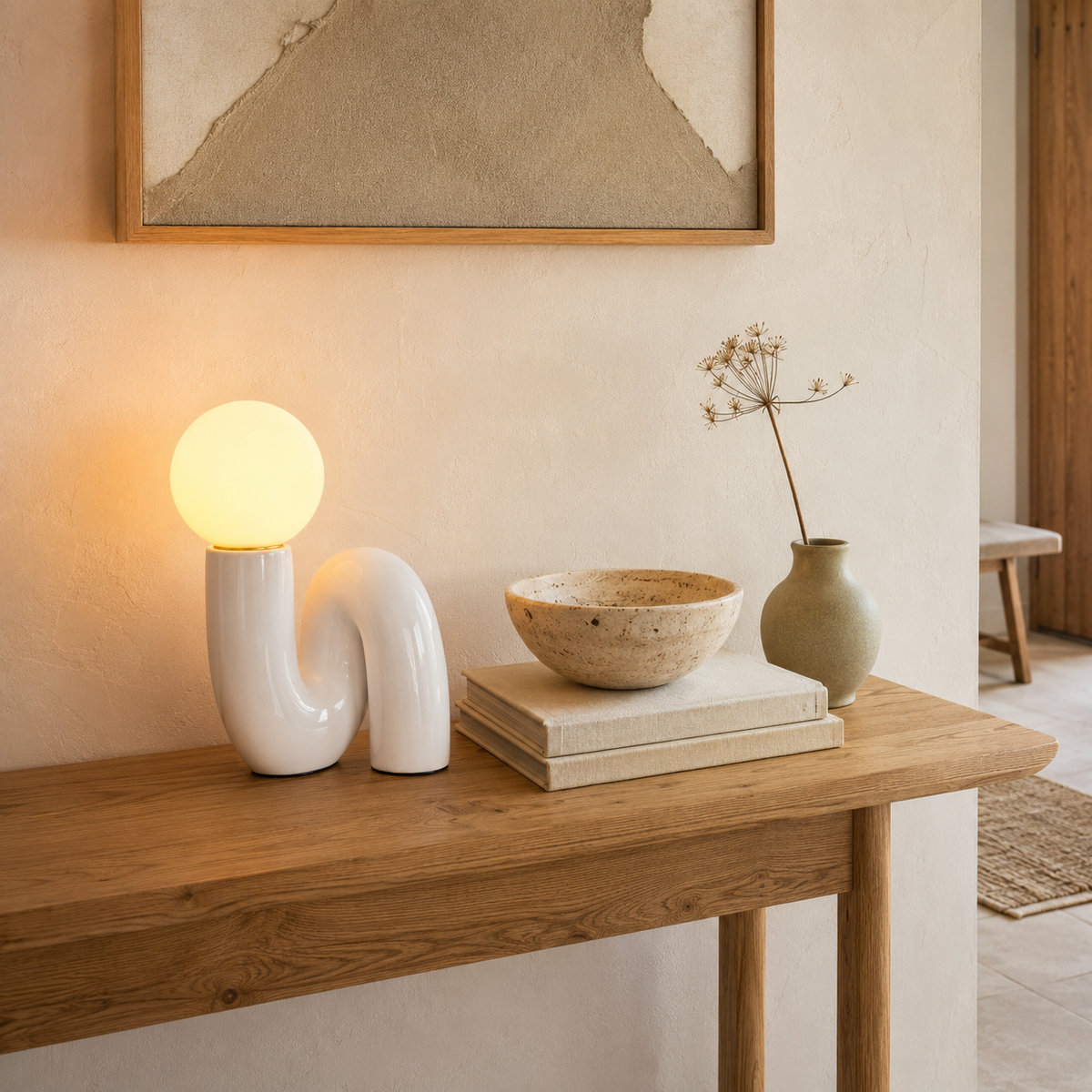 Curved Dimmable Glass Table Lamp