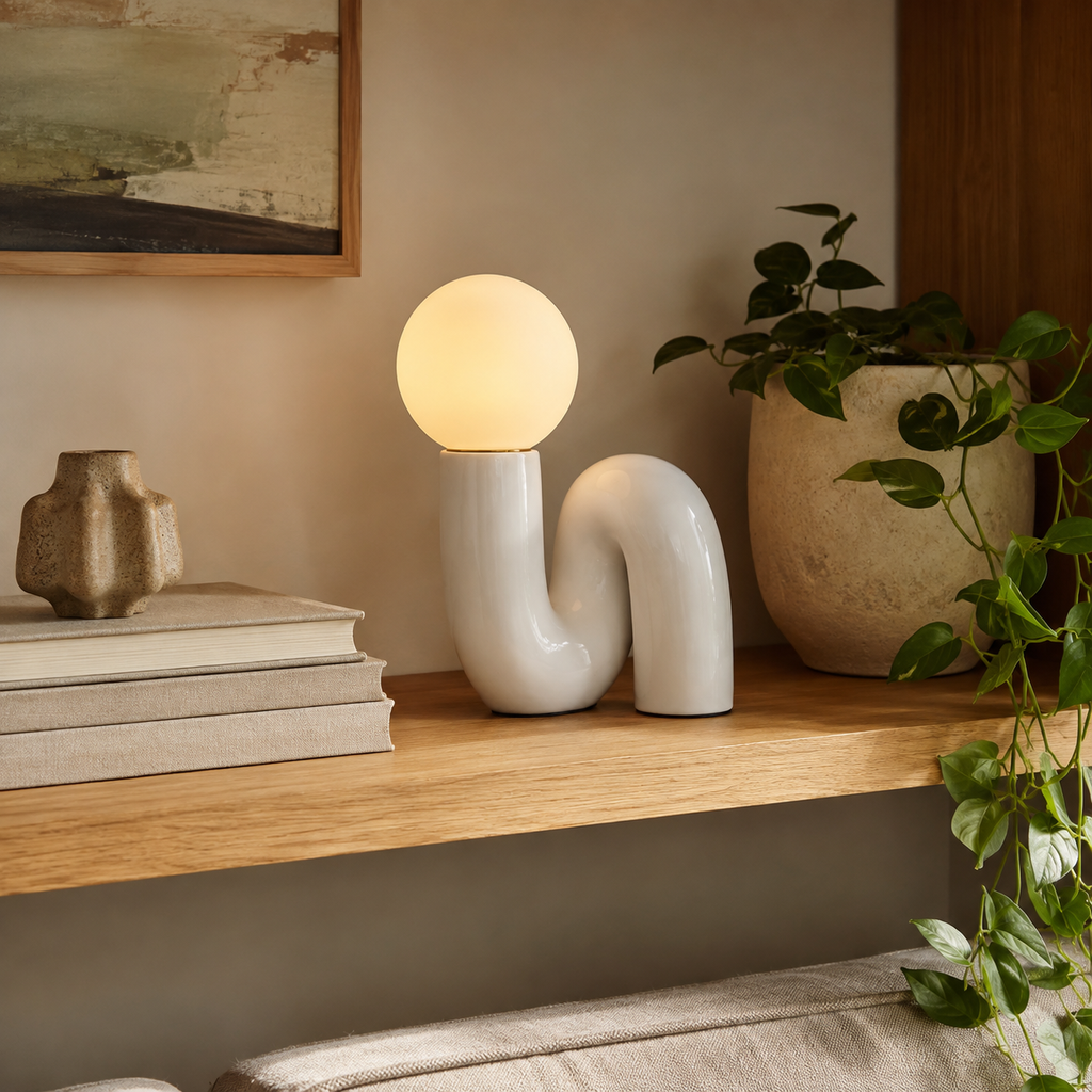 Curved Dimmable Glass Table Lamp