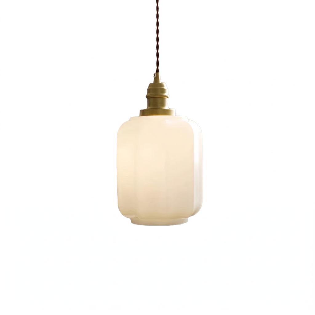 Vintage Opal Glass Jar Pendant Light