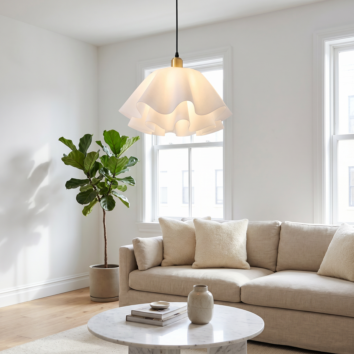 Modern White Petal Flower Pendant Light