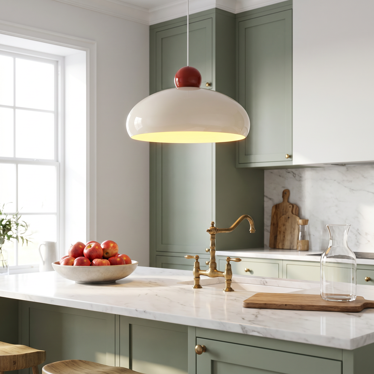 Mid-Century Metal Dome Pendant Light