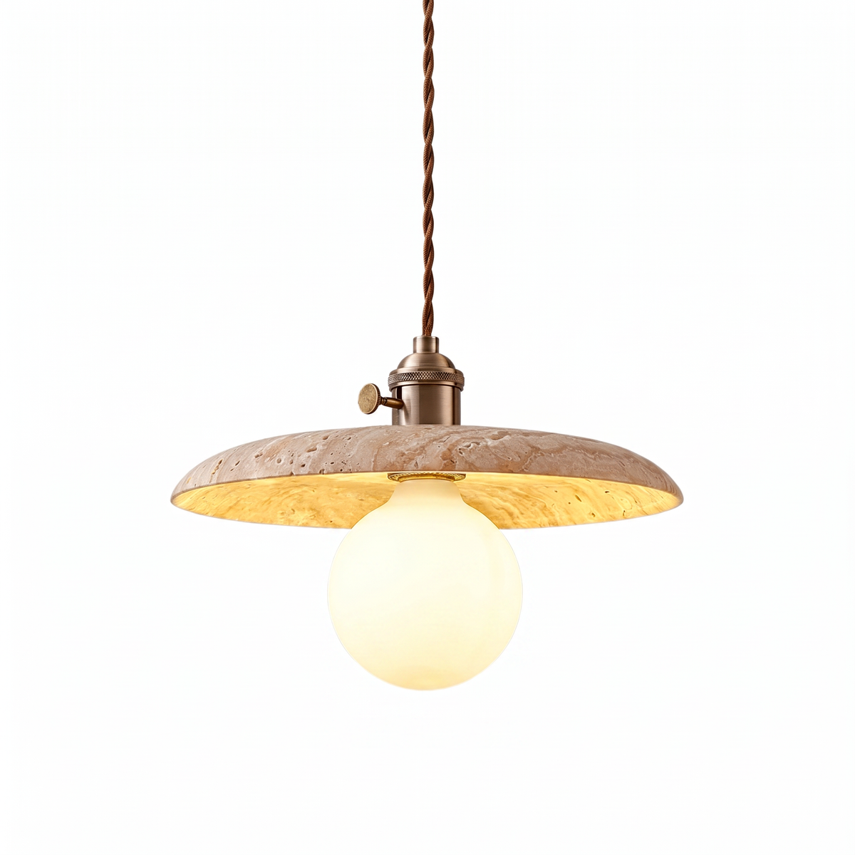 Minimalist Travertine Dome Pendant Light