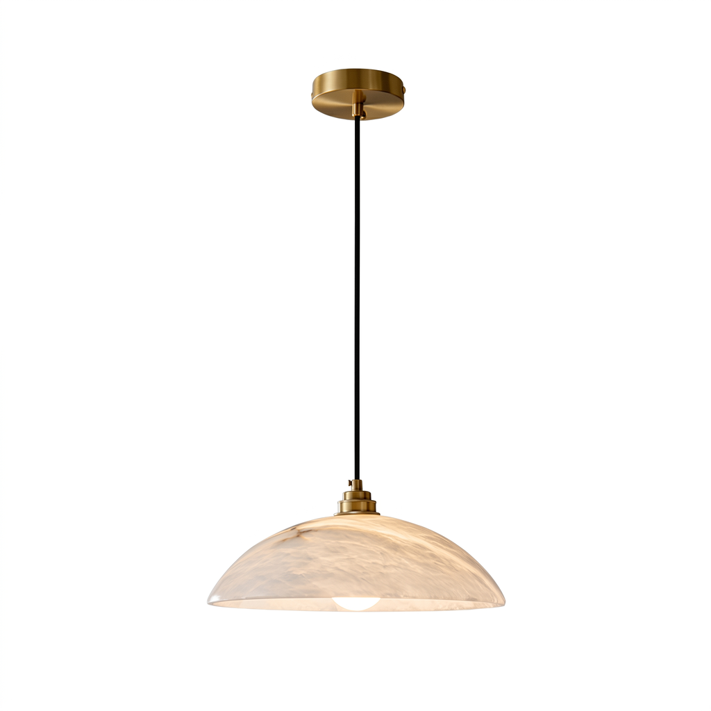 Modern Alabaster Dome Pendant Light
