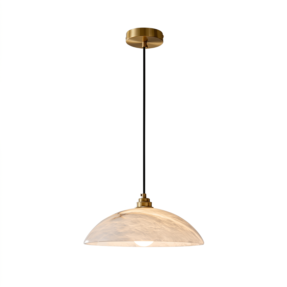 Modern Alabaster Dome Pendant Light
